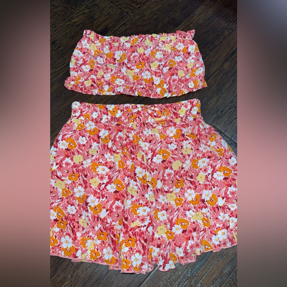 Pink Lily Floral Pink and Orange Top